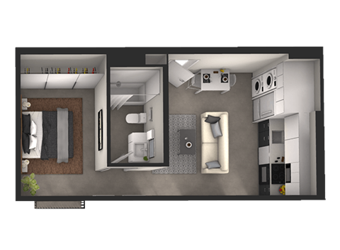 a floor plan of a house with a bedroom and a bathroom